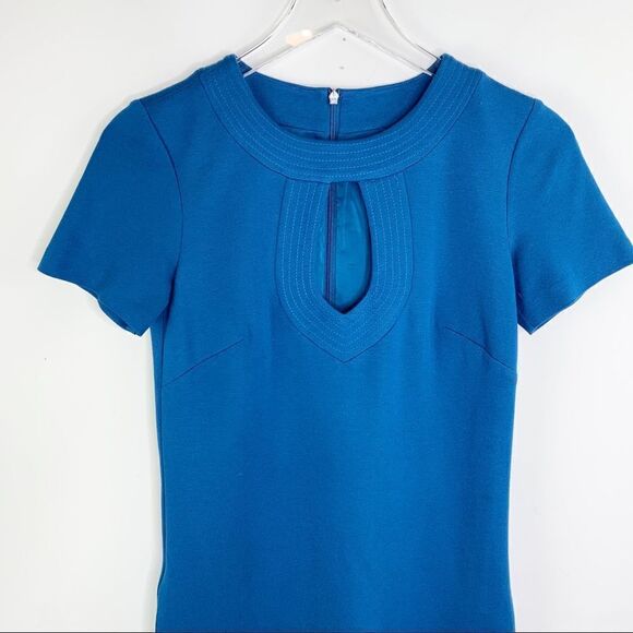 TRINA TURK Peacock Blue Shift Dress Keyhole Front - Picture 2 of 12